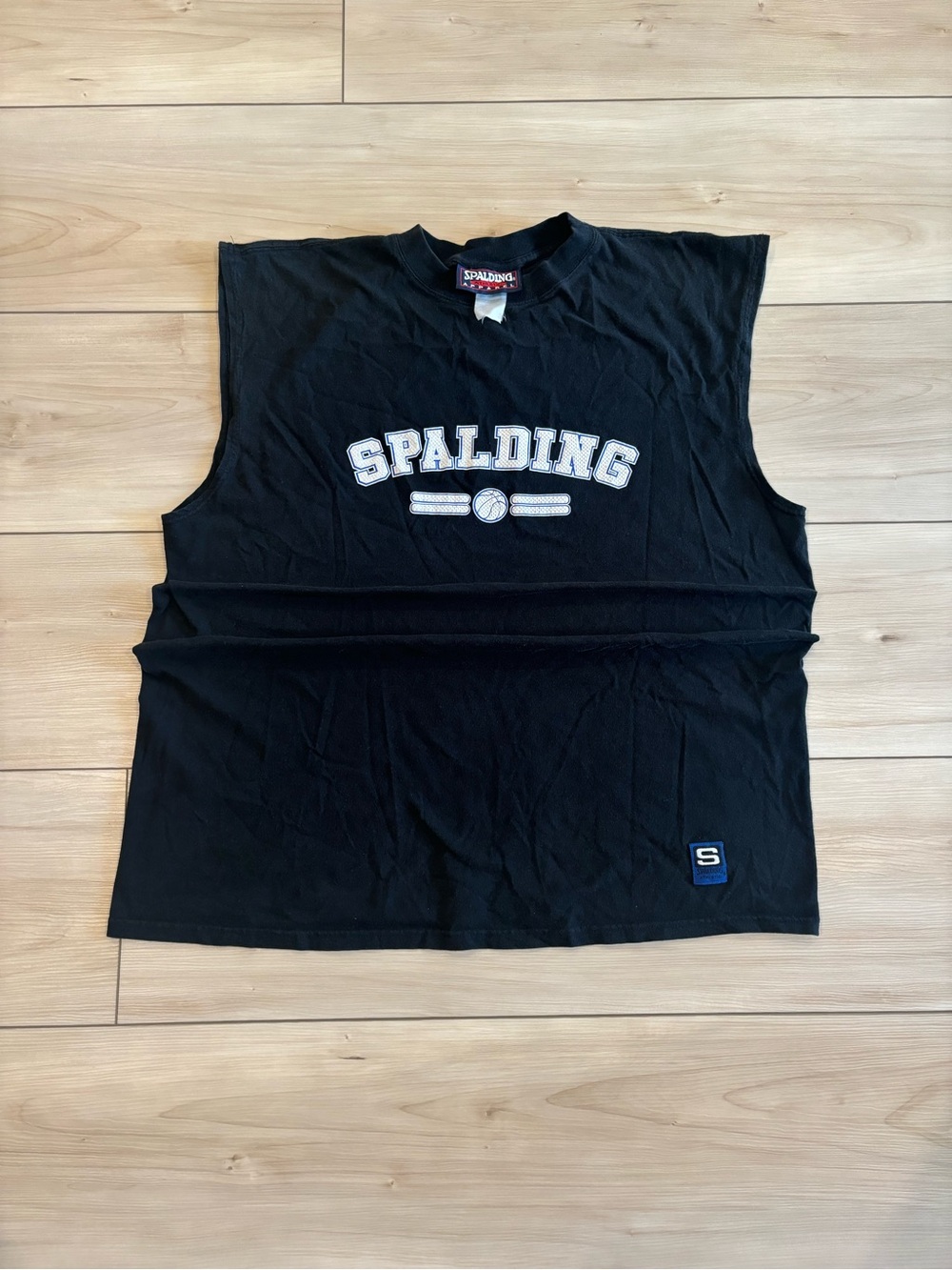 Spalding Y2K Vintage 90s Black Sleeveless Basketball Mens Spell out Logo Tank
